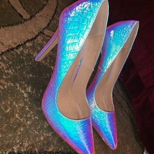 Rainbow snake closed toe stiletto heels